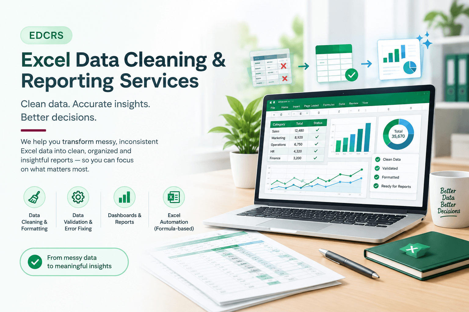 Excel data cleaning and reporting support visual